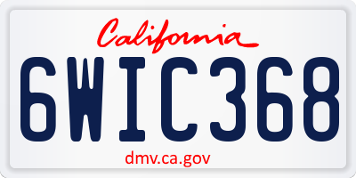 CA license plate 6WIC368