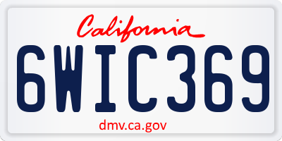 CA license plate 6WIC369