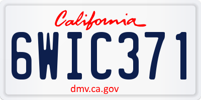 CA license plate 6WIC371