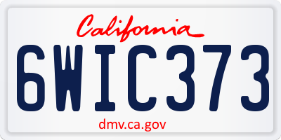 CA license plate 6WIC373