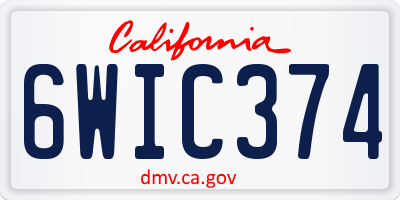CA license plate 6WIC374