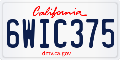 CA license plate 6WIC375