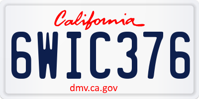 CA license plate 6WIC376