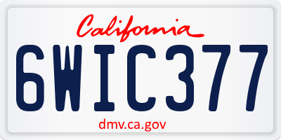 CA license plate 6WIC377