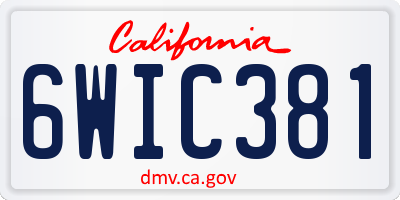 CA license plate 6WIC381