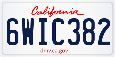 CA license plate 6WIC382