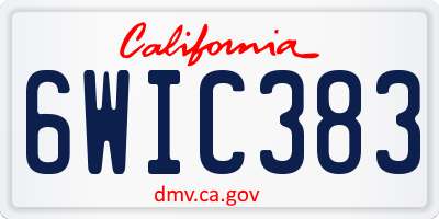 CA license plate 6WIC383