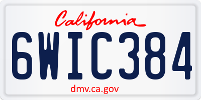 CA license plate 6WIC384