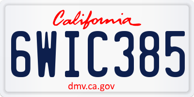 CA license plate 6WIC385