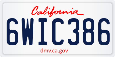 CA license plate 6WIC386