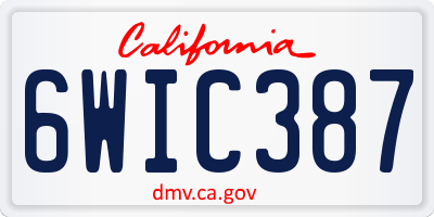CA license plate 6WIC387