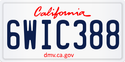CA license plate 6WIC388