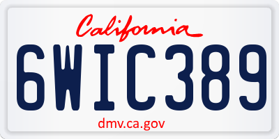 CA license plate 6WIC389