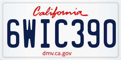 CA license plate 6WIC390