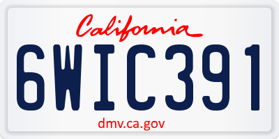 CA license plate 6WIC391