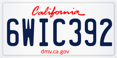 CA license plate 6WIC392