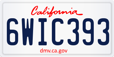 CA license plate 6WIC393