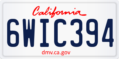 CA license plate 6WIC394