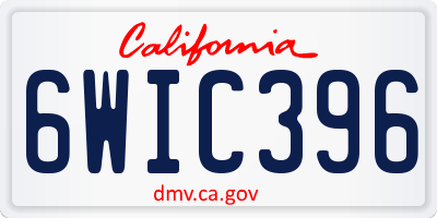 CA license plate 6WIC396