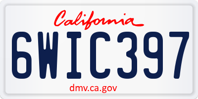 CA license plate 6WIC397