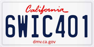 CA license plate 6WIC401