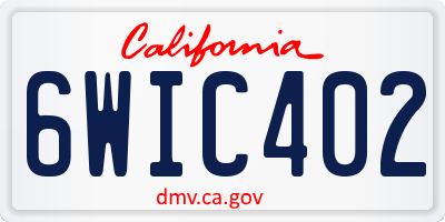 CA license plate 6WIC402