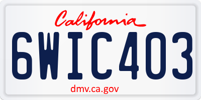 CA license plate 6WIC403