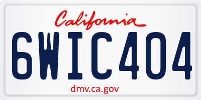 CA license plate 6WIC404