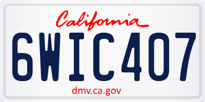 CA license plate 6WIC407