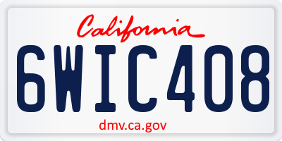 CA license plate 6WIC408