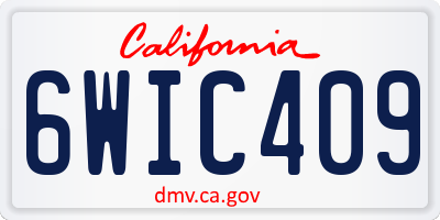CA license plate 6WIC409