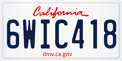 CA license plate 6WIC418