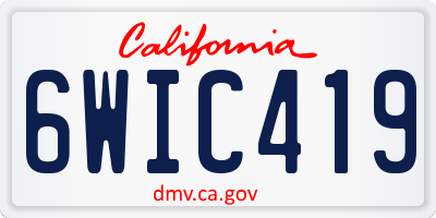 CA license plate 6WIC419