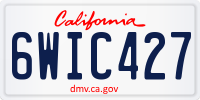 CA license plate 6WIC427