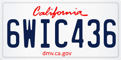 CA license plate 6WIC436