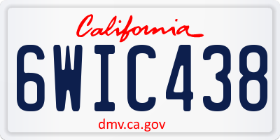 CA license plate 6WIC438