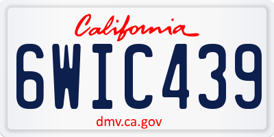 CA license plate 6WIC439