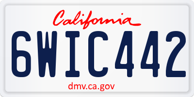 CA license plate 6WIC442