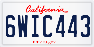 CA license plate 6WIC443