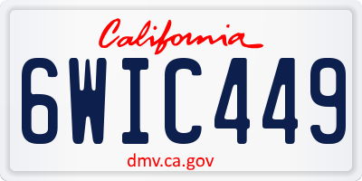 CA license plate 6WIC449