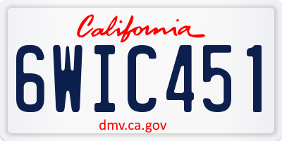 CA license plate 6WIC451