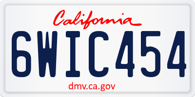 CA license plate 6WIC454