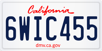 CA license plate 6WIC455