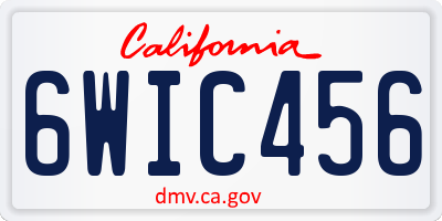 CA license plate 6WIC456