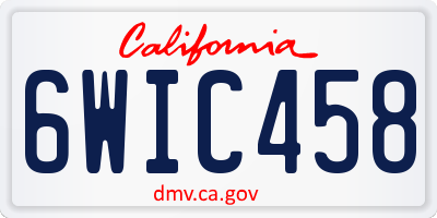 CA license plate 6WIC458