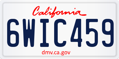 CA license plate 6WIC459