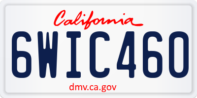 CA license plate 6WIC460