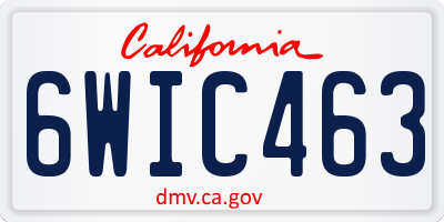 CA license plate 6WIC463