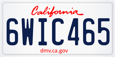 CA license plate 6WIC465