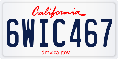 CA license plate 6WIC467